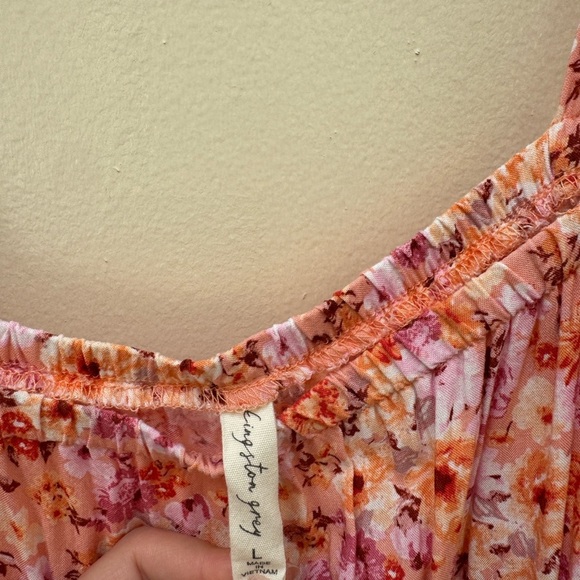 Vibrant Pink and Orange Floral Maxi Dress - Picture 4 of 5